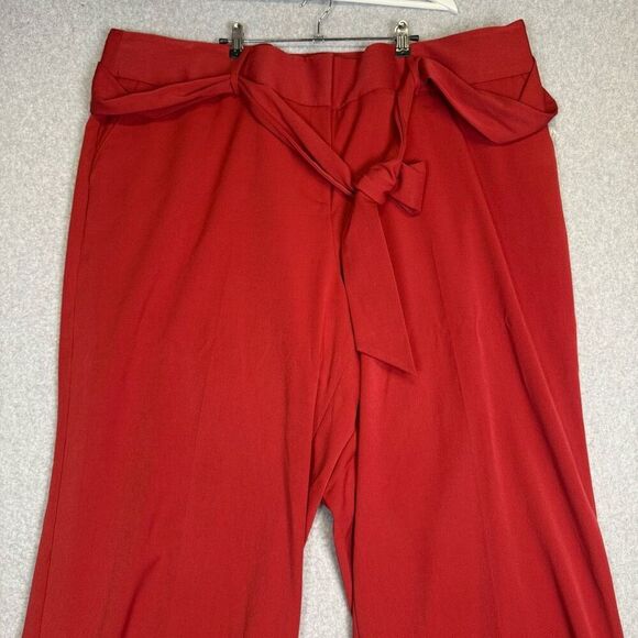 New Lane Bryant Women's Size 28 Plus Red Cropped Pants Capri's Belted Stretch - Picture 2 of 11